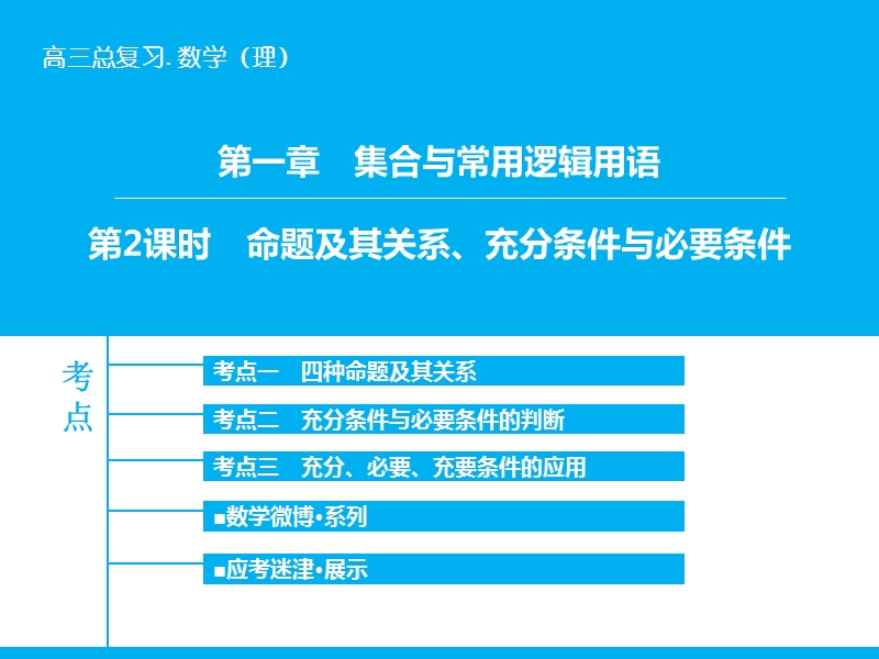 1.2-命题及其关系、充分条件与必要条件-高考领航2016年高考理数大一轮复习学案(人教版).ppt_第1页