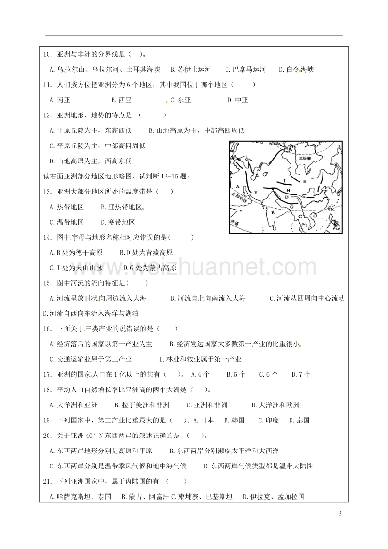 广饶县七年级地理下册 第6章 我们生活的大洲—亚洲导学案1（无答案） 新人教版.doc_第2页