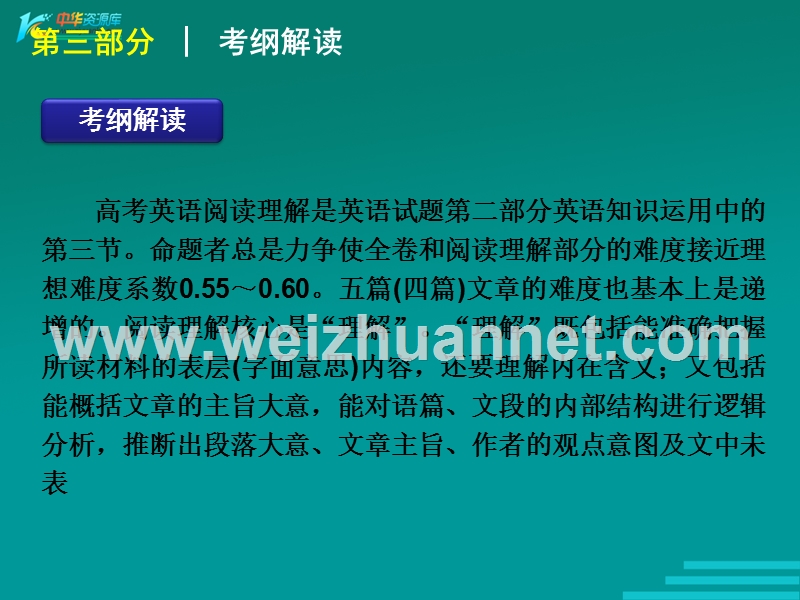 2012年高考冲刺总复习：第3部分-阅读理解专题课件(课标专用).ppt_第2页