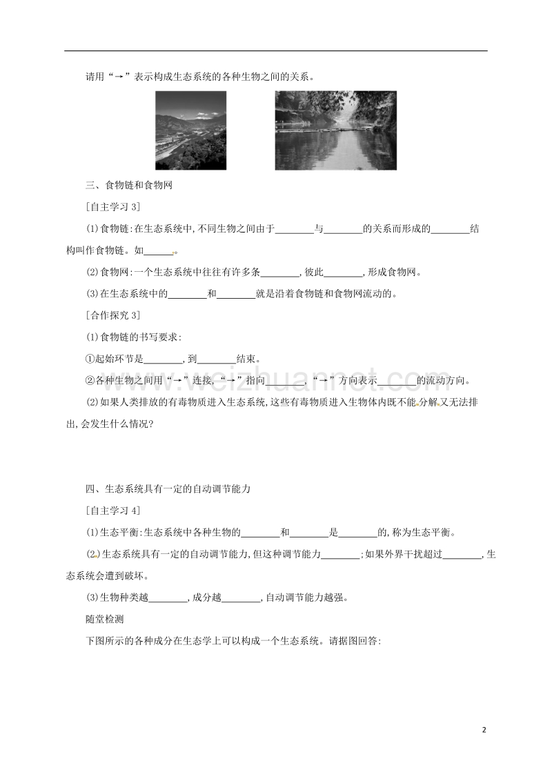 乌海市第二十二中学七年级生物上册 1.2.2 生物与环境组成生态系统学案设计 （新版）新人教版.doc_第2页