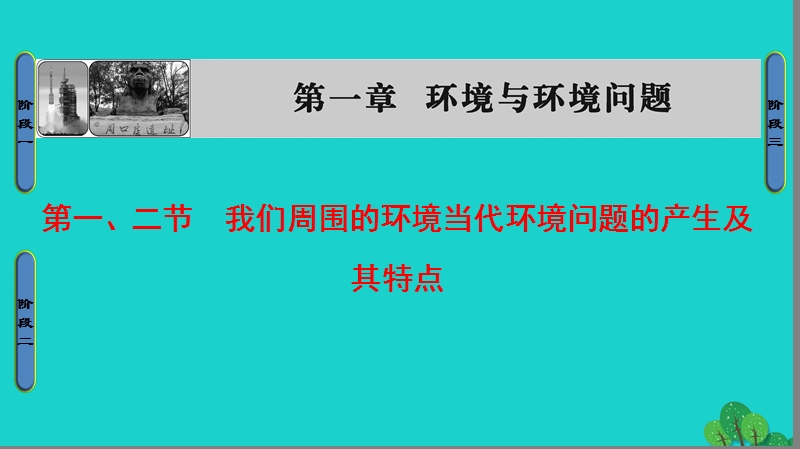 2017年高中地理 第1章 环境与环境问题 第1节、第2节 我们周围的环境当代环境问题的产生及其特点课件 新人教版选修6.ppt_第1页