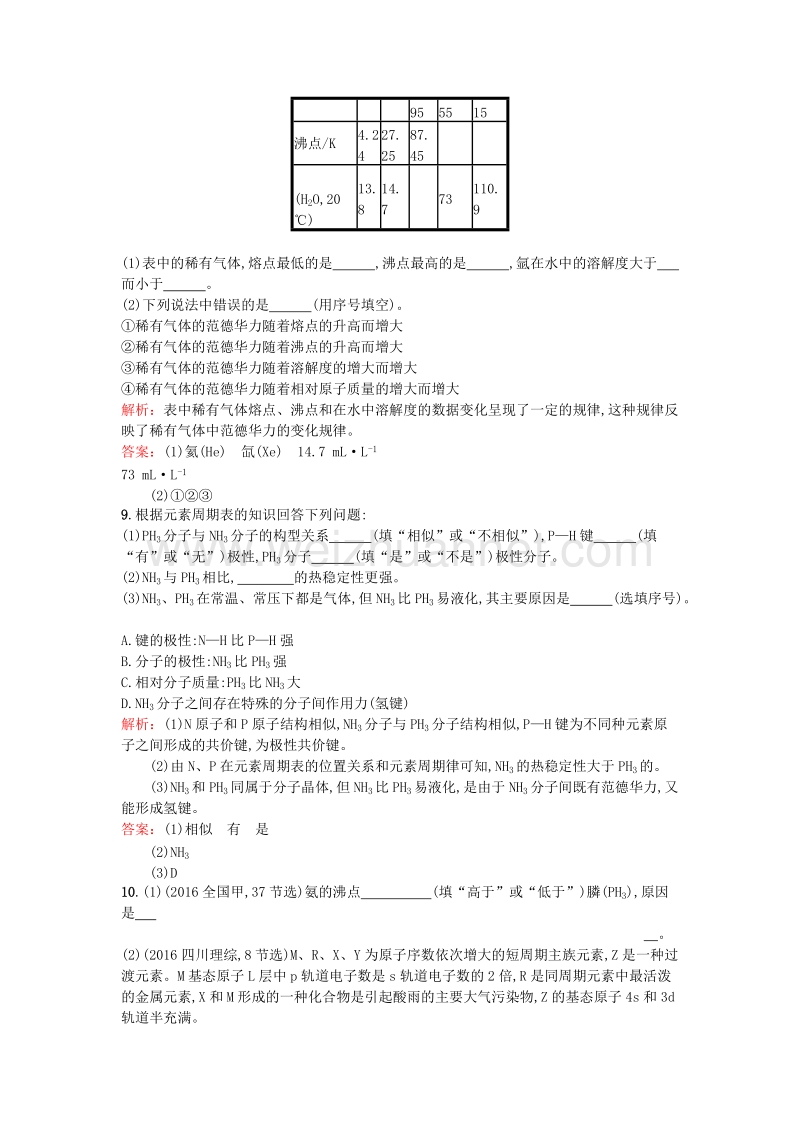 2017年高中化学 2.4 分子间作用力与物质性质课时训练 鲁科版选修3.doc_第3页