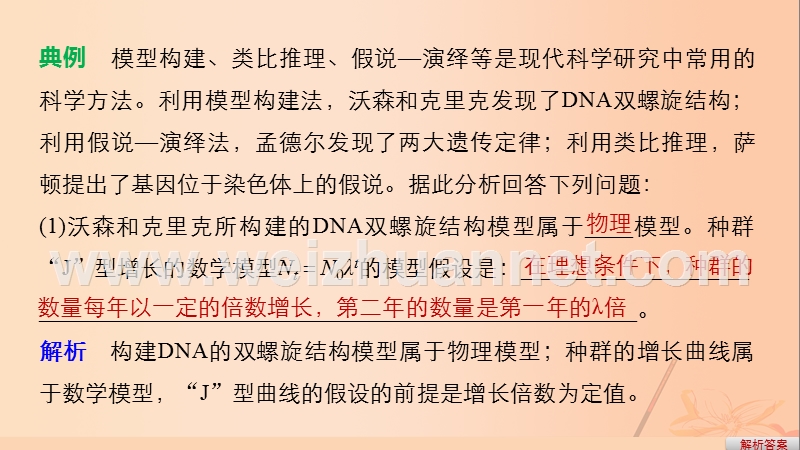 2017年高考生物考前3个月专题复习专题13常考实验技能考点41归纳、演绎、类比和模型方法课件.ppt_第3页