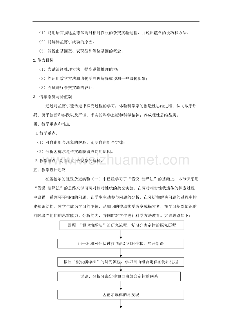 人教版高中生物（新课标）必修2教案第1章 第2节 孟德尔的豌豆杂交实验（二）.doc_第2页