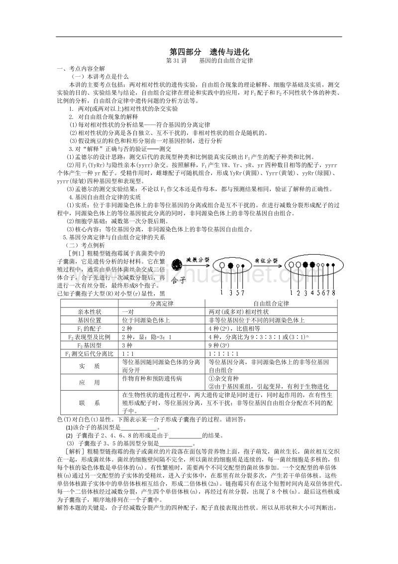 高三生物第一轮复习(旧人教)基因的自由组合定律.doc_第1页