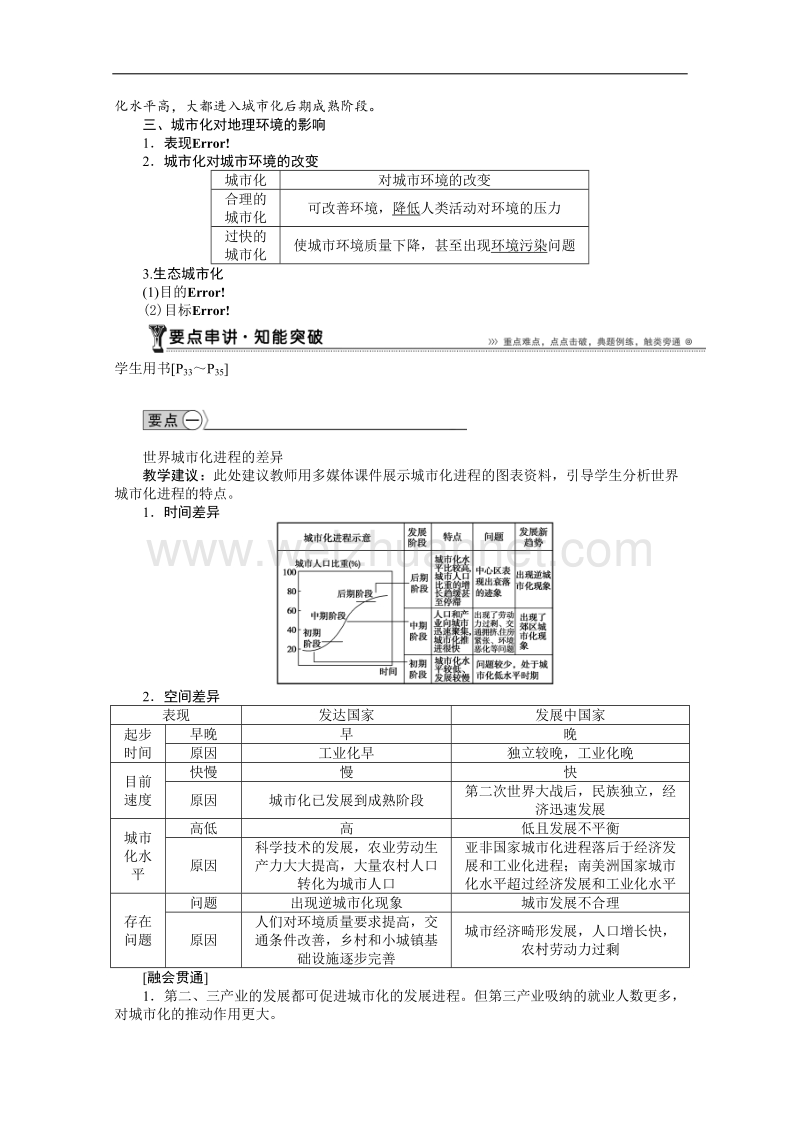 山东省齐河县第一中学高中人教版地理必修二学案：2.3城市化 .doc_第3页