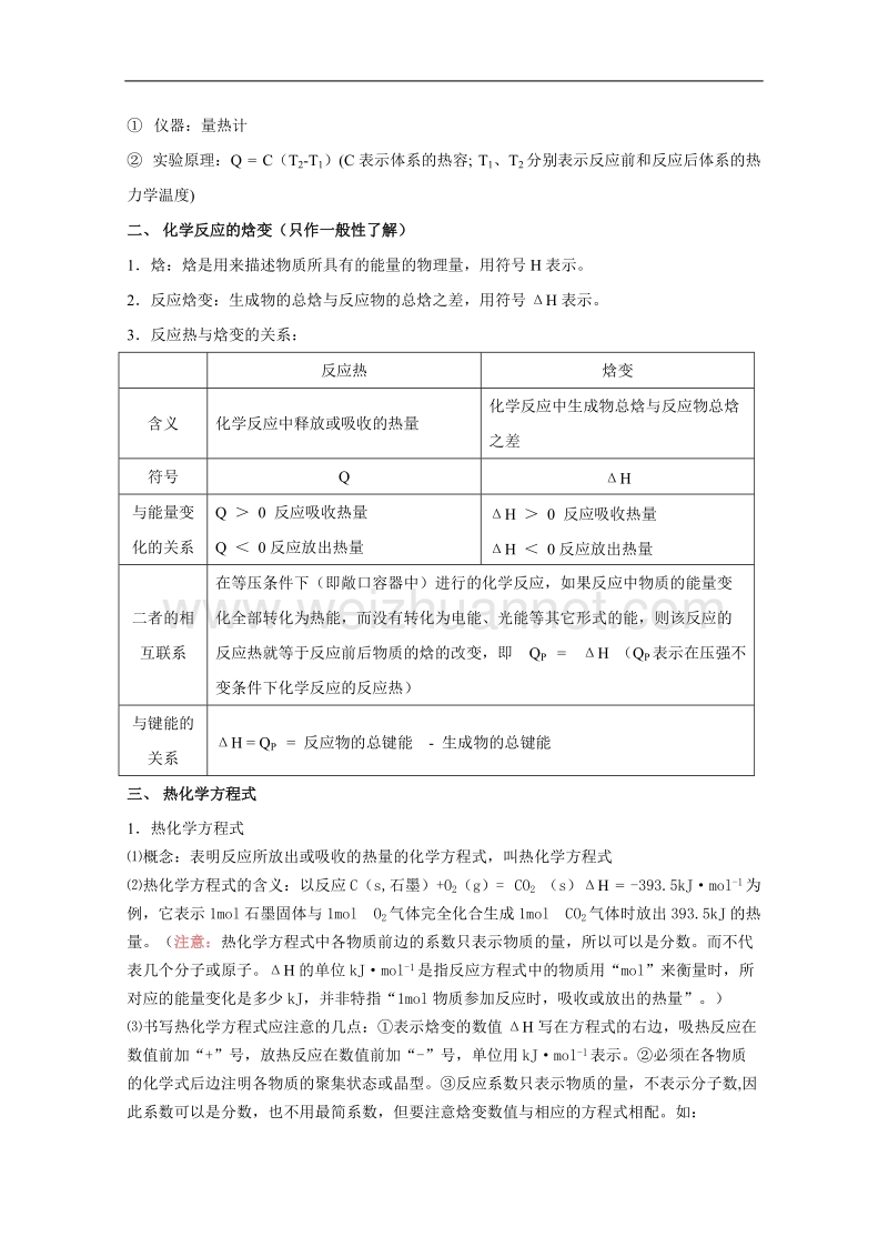 贵州省普安一中2011届高三化学一轮复习教案第21讲：化学反应的热效应 .doc_第3页