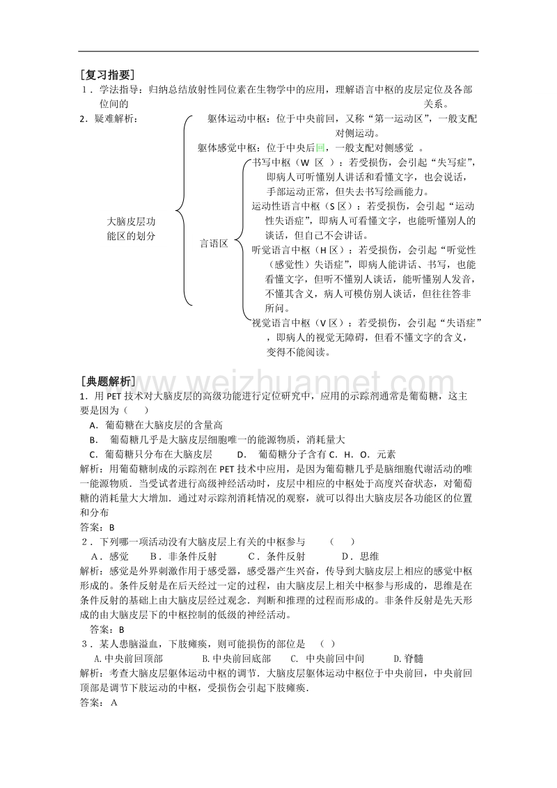 生物：1.3.3《人脑的高级功能》学案（1）（中图版必修3）.doc_第2页