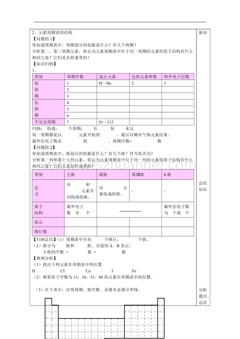 山东省泰安市肥城市第三中学高中化学 元素周期律和元素周期表（第二课时）学案 鲁科版必修2 .doc_第2页