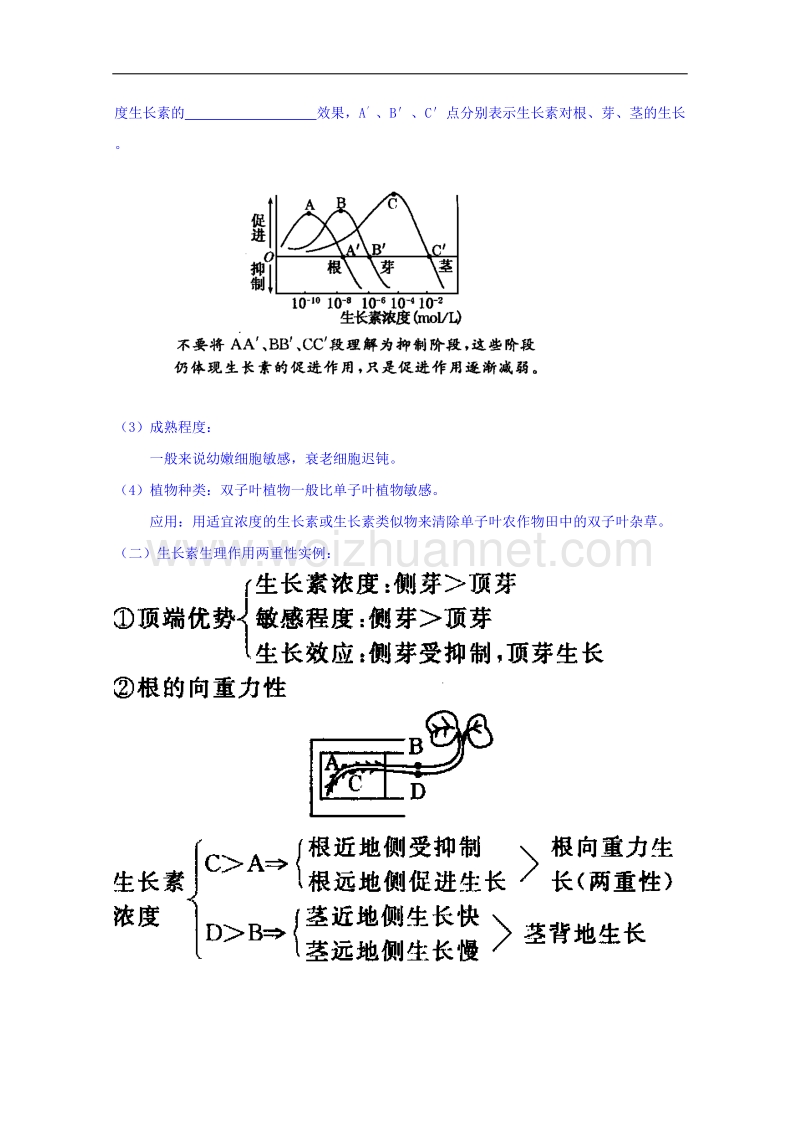 海南省海口市第十四中学高二生物（文）苏教版必修三学案： 3.2 生长素的生理作用.doc_第2页