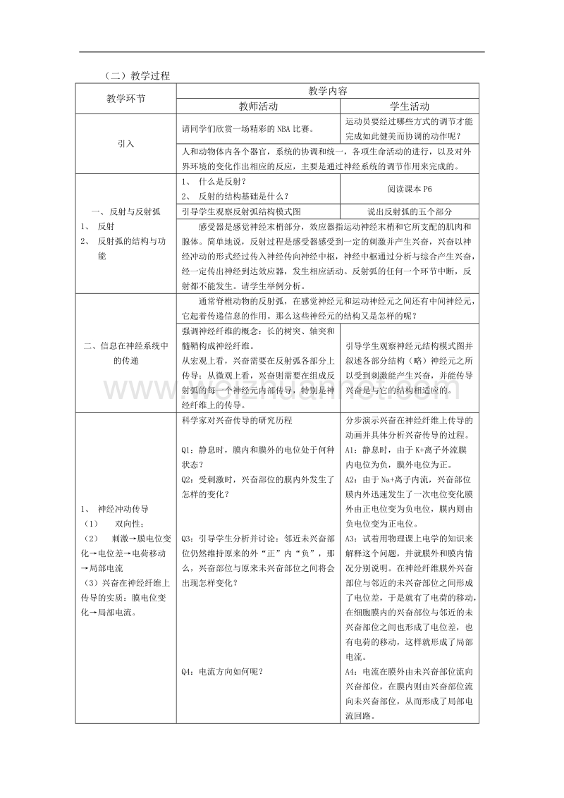 生物：5.2《神经系统中信息的传递和调节》教案（1）（沪科版第二册）.doc_第2页