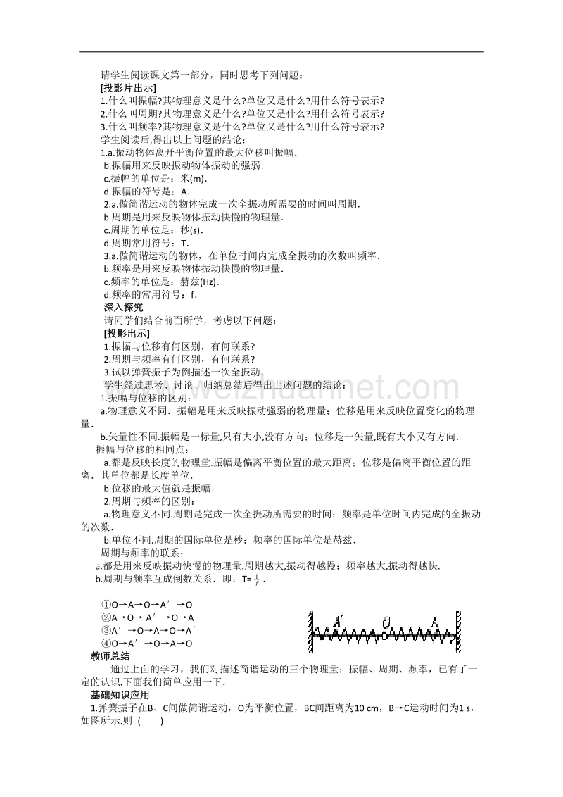 高中物理人教大纲版第二册：9.2 振幅、周期和频率1.doc_第2页