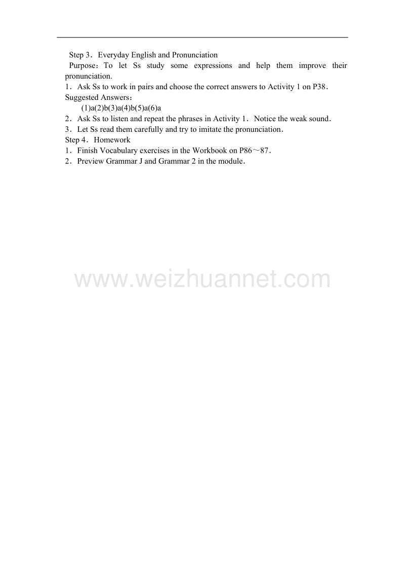 辽宁省沈阳市第二十一中学高一英语（外研版，必修2）教案：module 4-period 3 listening and vocabulary，everyday english，pronunciation.doc_第3页