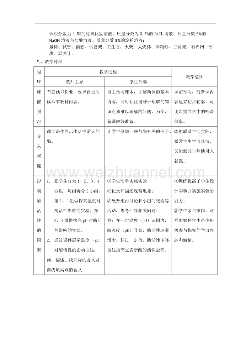 高中生物教案：第三单元第二章第二节《酶在细胞代谢中的作用》（中图版必修一）   word版无答案.doc_第2页