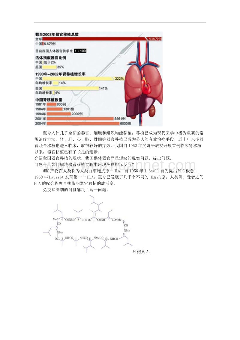 生物：3.1.2《器官移植》教案（1）（中图版选修2）.doc_第3页