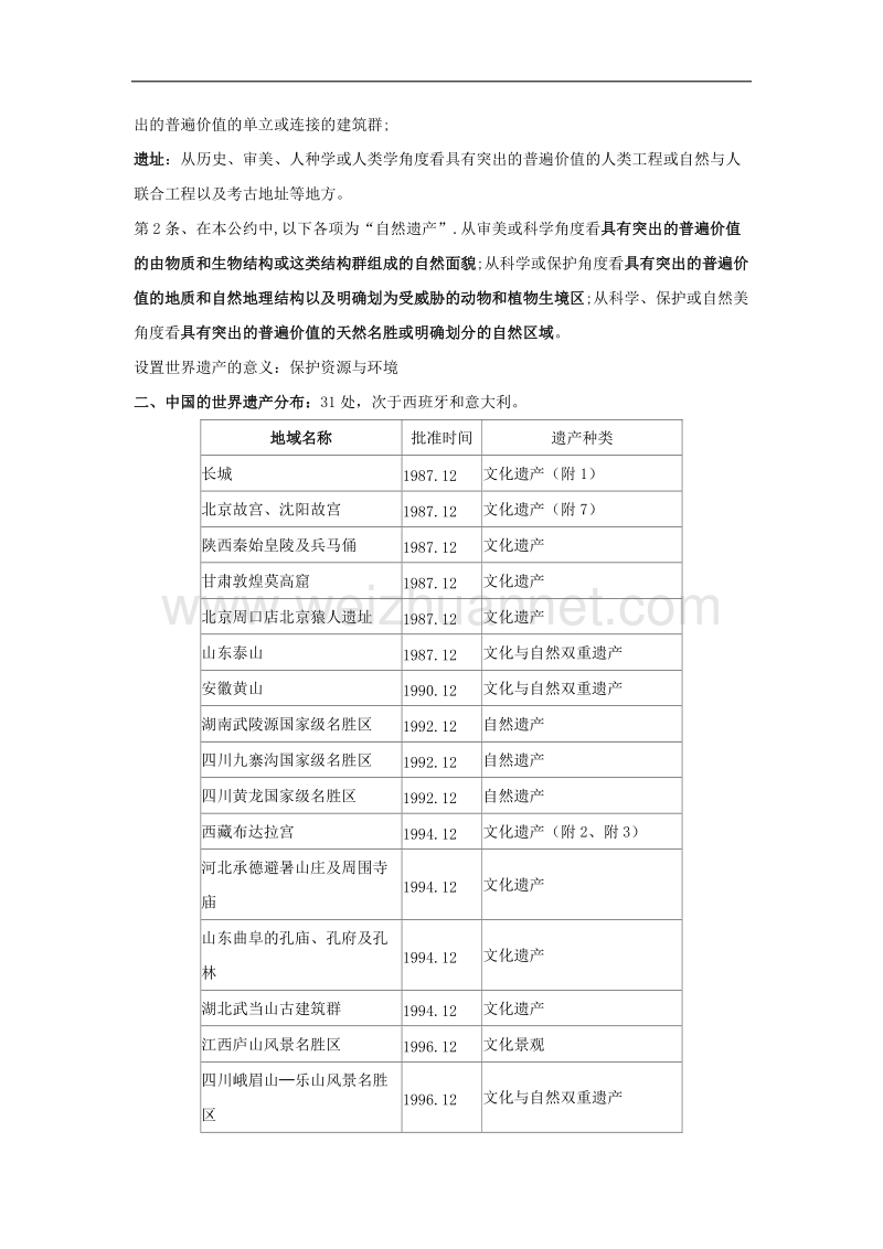 高中地理 1.3 中国的世界遗产教案 中图版选修3.doc_第2页