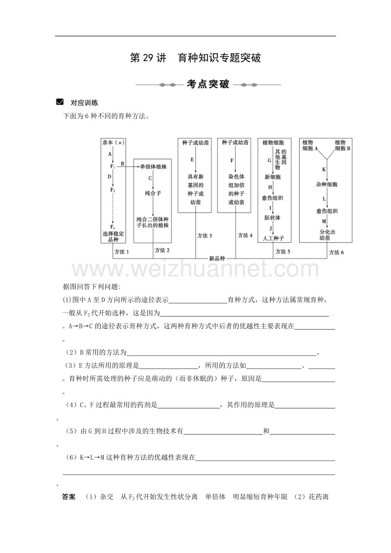 高考生物必修2考点突破：第29讲《育种知识》.doc_第1页