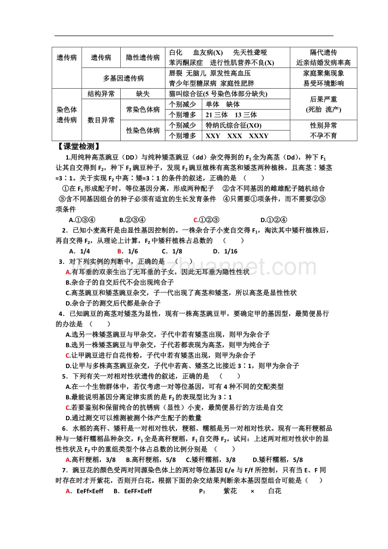 生物二轮专题复习：遗传的基本规律.doc_第2页