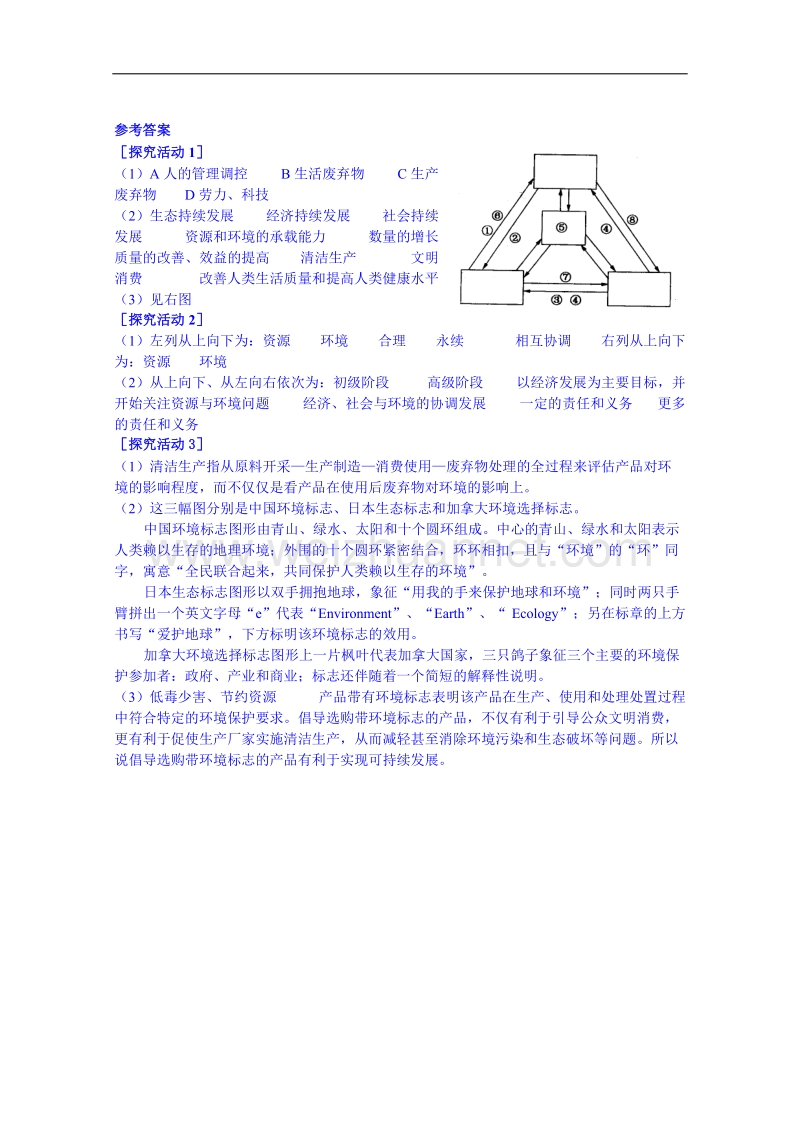 江苏省徐州市睢宁县宁海外国语学校鲁教版地理学案 必修三 2.2可持续发展的基本内涵.doc_第3页