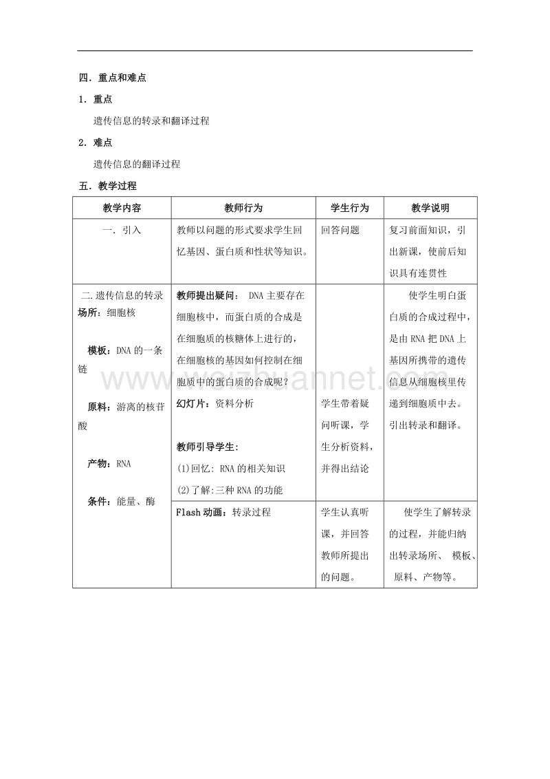 生物：6.2《蛋白质合成》教案（沪科版第二册）.doc_第2页