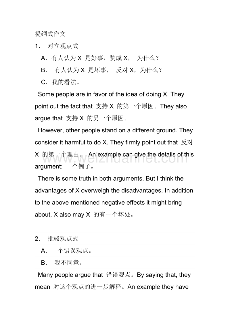 作文万能模板专升本四级英语.doc_第1页