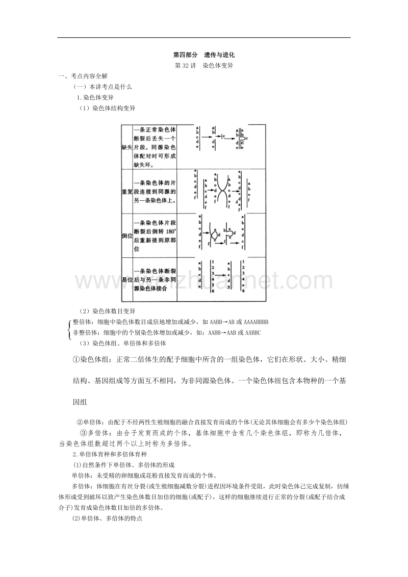 高三生物第一轮复习(旧人教)染色体变异.doc_第1页