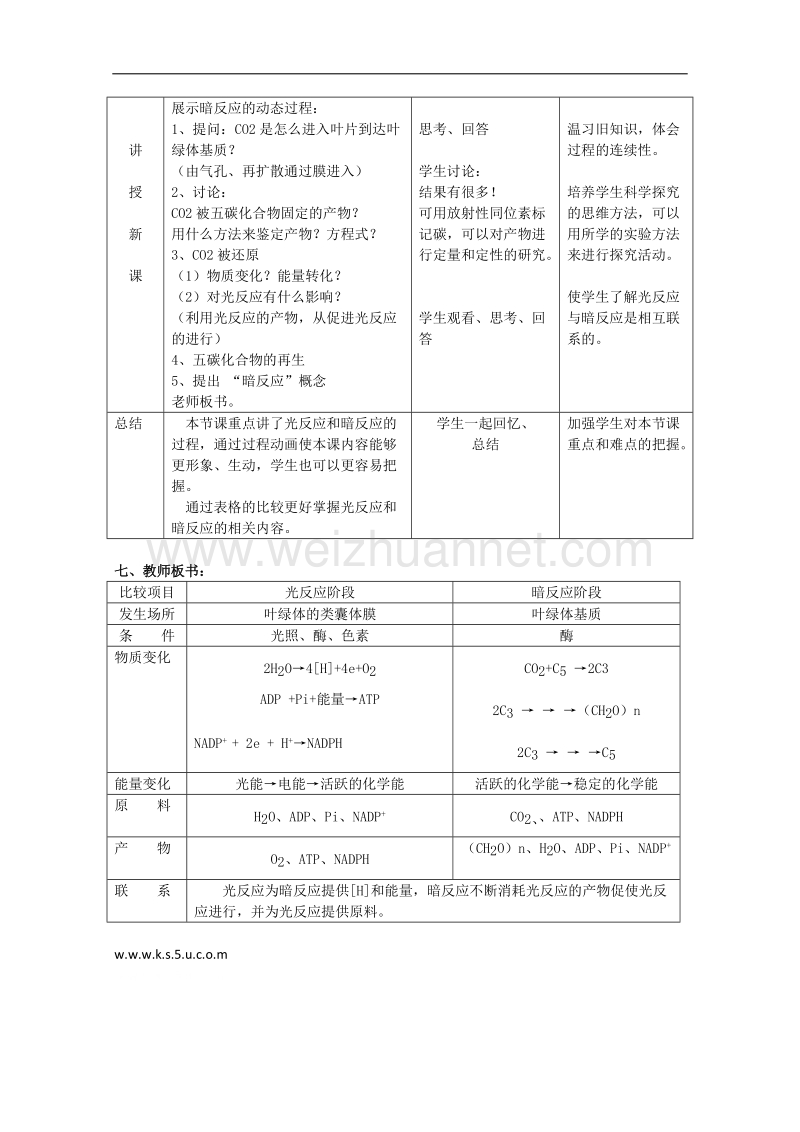 生物：4.2《光合作用》教案（3）（沪科版第一册）.doc_第3页