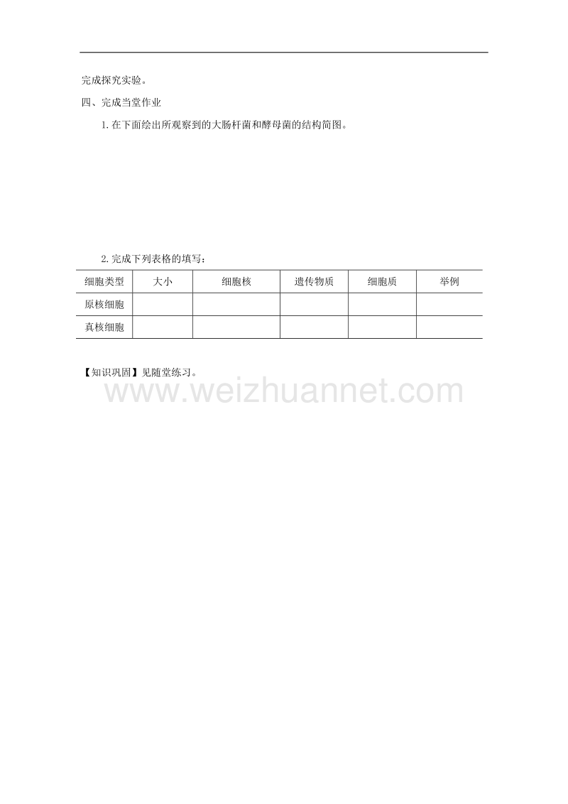 高中生物导学案：第一单元第二章第三节《真核细胞和原核细胞》（中图版必修1）   word版无答案.doc_第3页