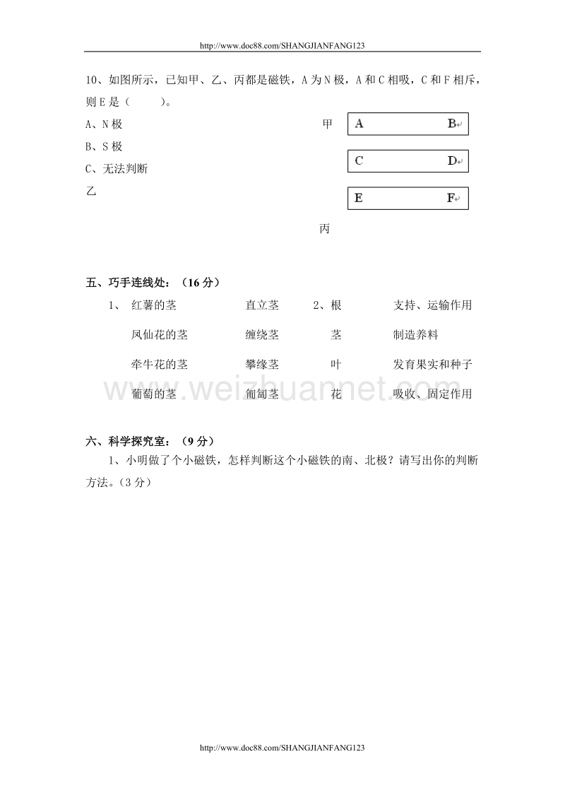 小学科学三年级下册期末测验.doc_第3页