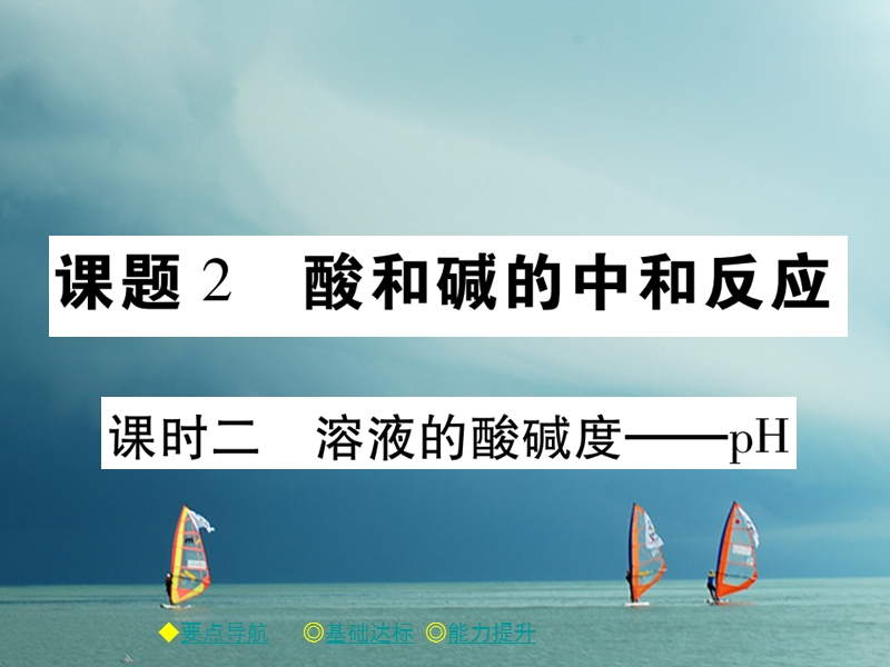 2018春九年级化学下册 第10单元 酸和碱 课题2 酸和碱的中和反应（课时2）溶液的酸碱度—ph习题课件 （新版）新人教版.ppt_第1页