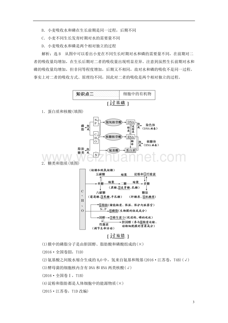 （全国通用）2018年高考生物二轮复习 专题一 细胞讲义.doc_第3页