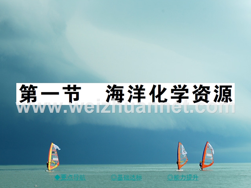 2018春九年级化学下册 第八单元 海水中的化学 第一节 海洋化学资源习题课件 （新版）鲁教版.ppt_第1页