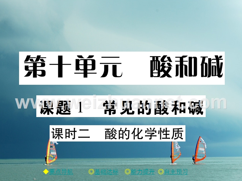 2018春九年级化学下册 第10单元 酸和碱 课题1 常见的酸和碱（课时2）酸的化学性质习题课件 （新版）新人教版.ppt_第1页