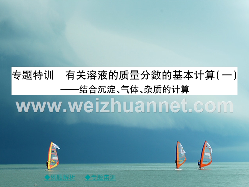 2018春九年级化学下册 专题特训 有关溶液质量分数的基本计算（一）习题课件 （新版）新人教版.ppt_第1页