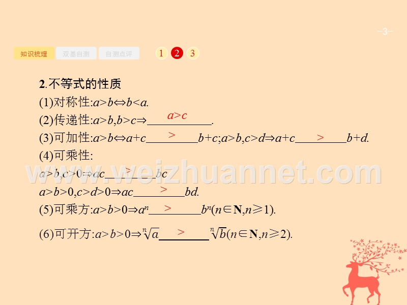 2019届高考数学一轮复习 第一章  集合与常用逻辑用语 1.2 不等关系及简单不等式的解法课件 文 新人教b版.ppt_第3页