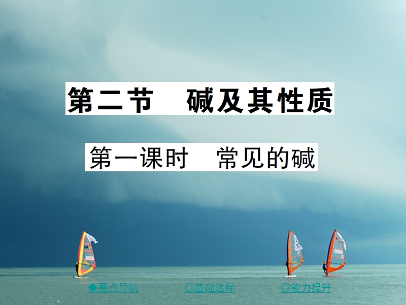 2018春九年级化学下册 第七单元 常见的酸和碱 第二节 碱及其性质 第1课时 常见的碱习题课件 （新版）鲁教版.ppt_第1页