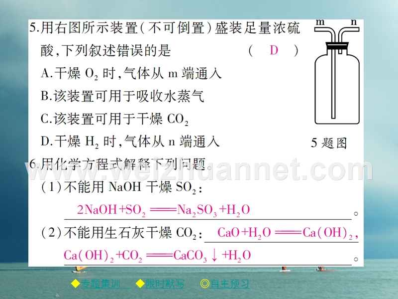 2018春九年级化学下册 专题特训 常见的干燥剂及其应用习题课件 （新版）新人教版.ppt_第3页