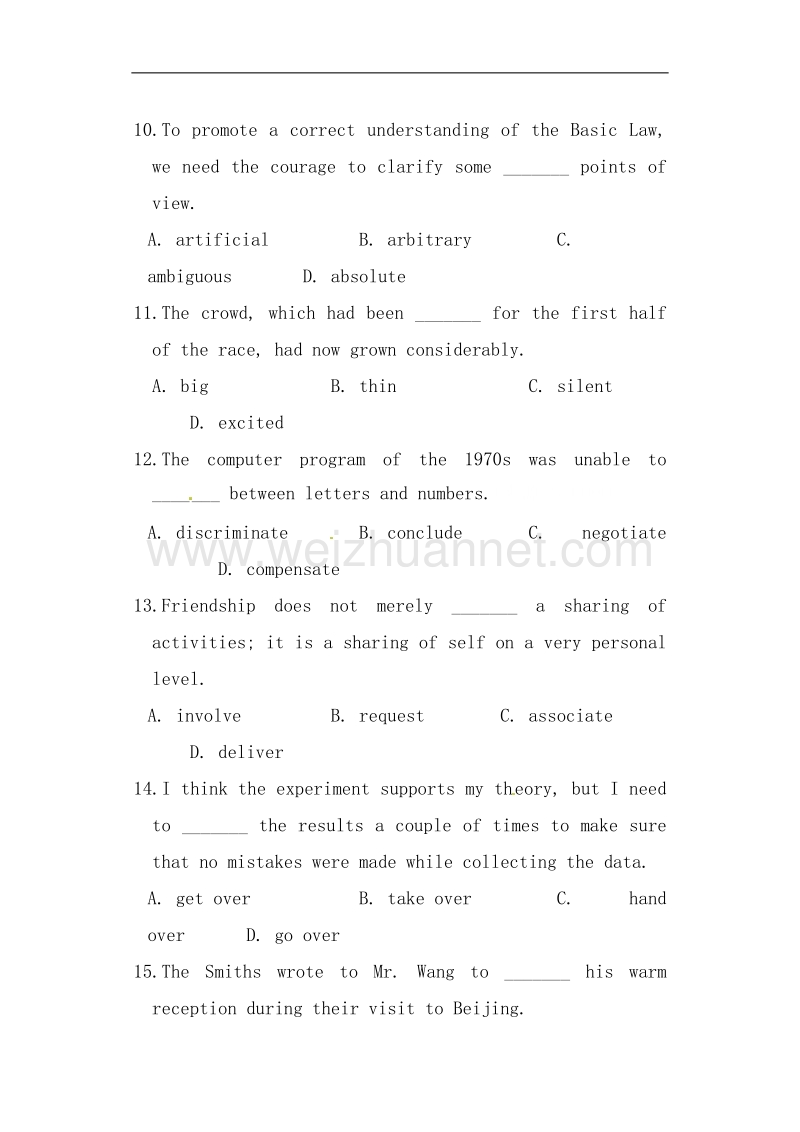 2017届高考英语语法词汇综合练系列09（第02期）(江苏卷适用)（原卷版）.doc_第3页