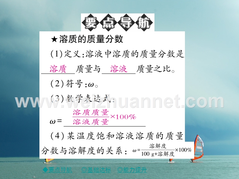 2018春九年级化学下册 第9单元 溶液 课题3 溶液的浓度（课时1）溶质的质量分数与溶液配置习题课件 （新版）新人教版.ppt_第2页