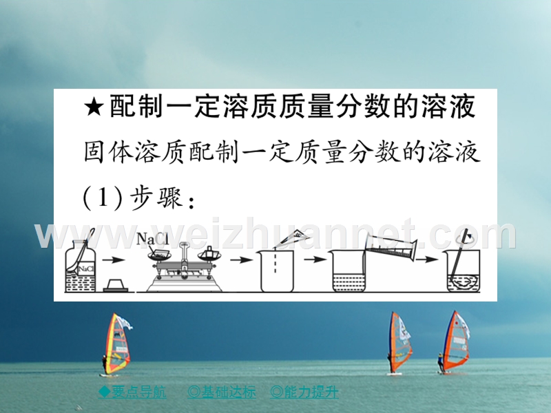 2018春九年级化学下册 第9单元 溶液 课题3 溶液的浓度（课时1）溶质的质量分数与溶液配置习题课件 （新版）新人教版.ppt_第3页