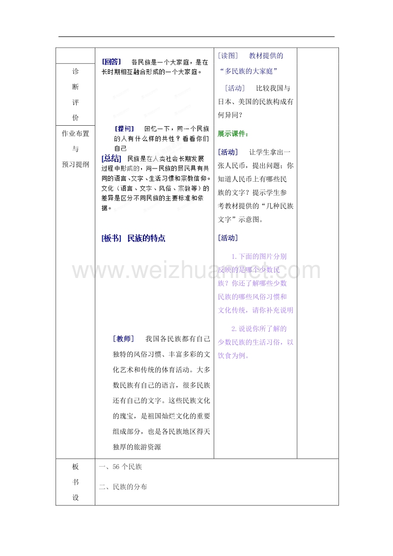 山东省临沂市蒙阴县第四中学八年级地理（人教版）会考复习教案：多民族的大家庭.doc_第3页