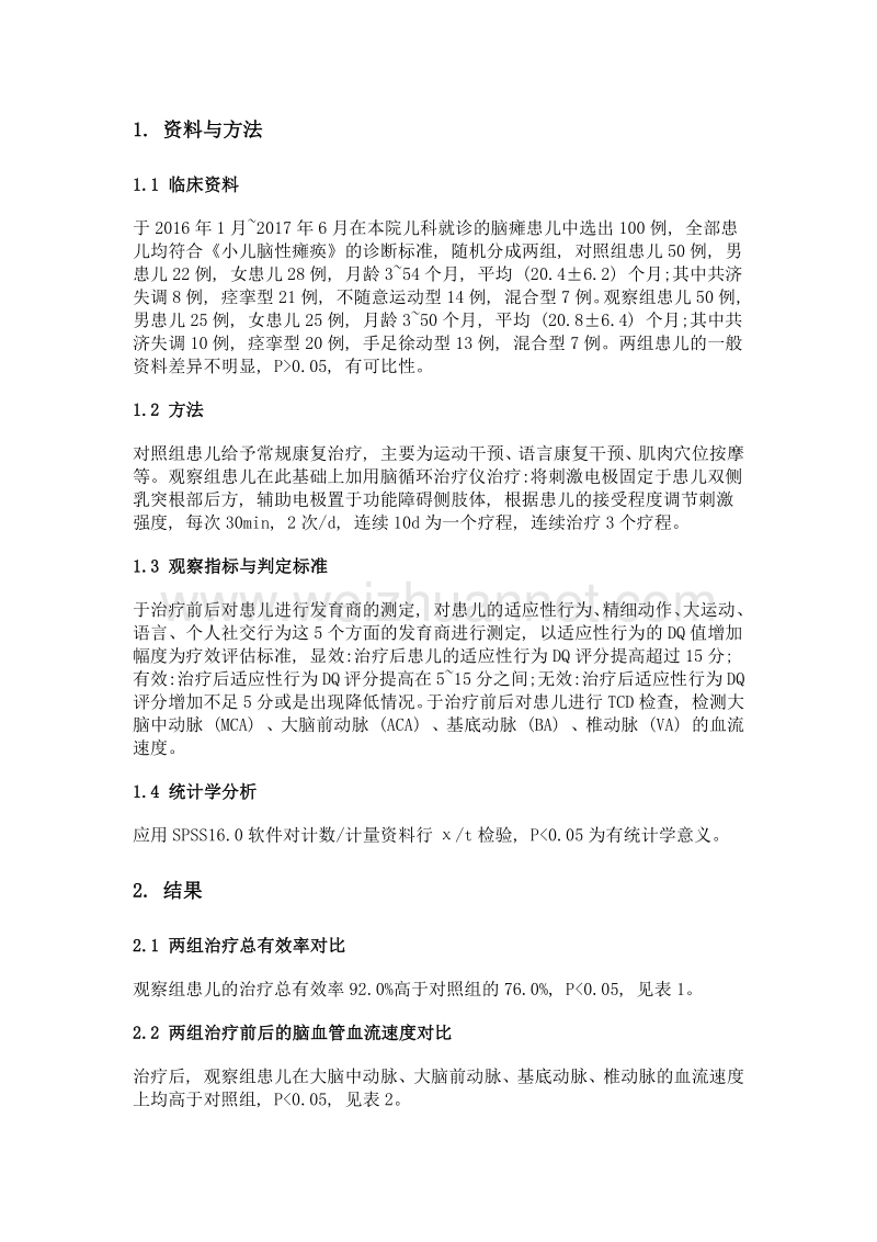 脑循环治疗仪治疗小儿脑瘫的疗效分析.doc_第2页