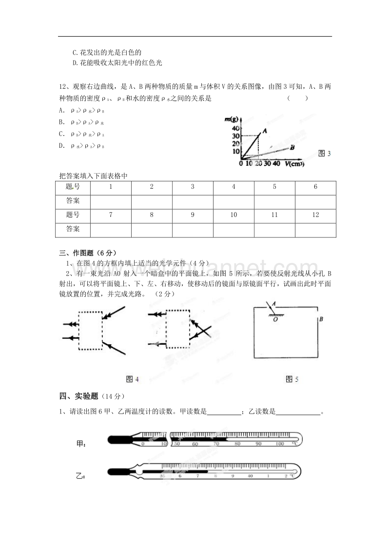 广东省揭西县张武帮中学2014-2015学年八年级上学期期末考试物理试题.doc_第3页