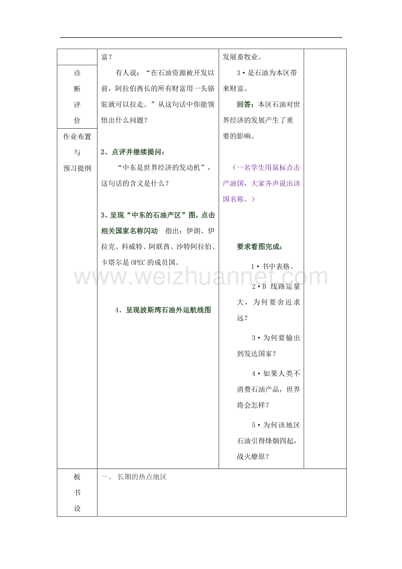 山东省临沂市蒙阴县第四中学八年级地理（人教版）会考复习教案：中东.doc_第3页