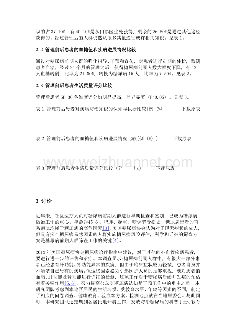 糖尿病前期人群社区强化与综合健康干预管理措施的效果.doc_第3页