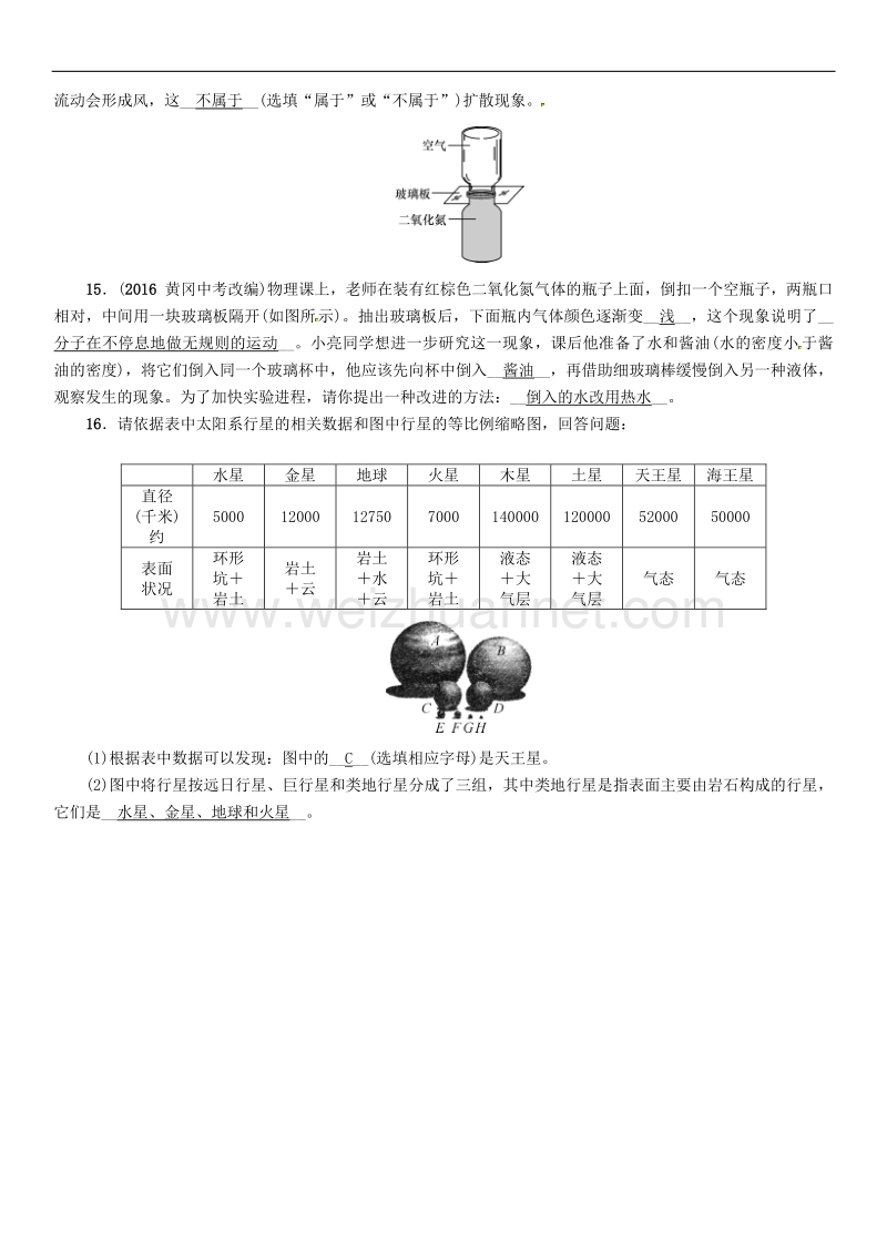 贵阳专版2017年度中考物理总复习第一编教材知识梳理篇第四部分热学第一讲小粒子与大宇宙精练试题.doc_第3页