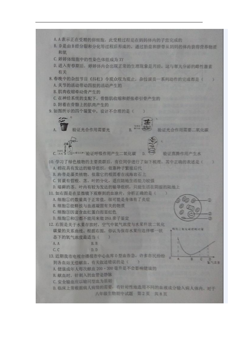 山东省日照市五莲县2015-2016学年八年级生物下学期期中试题（扫 描 版） 新人教版.doc_第3页