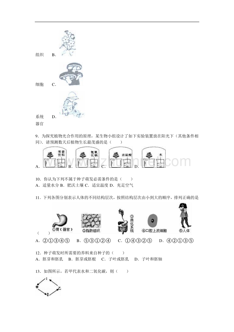 山东省青岛市胶州市2015-2016学年七年级（上）期末生物试卷（解析版）.doc_第2页