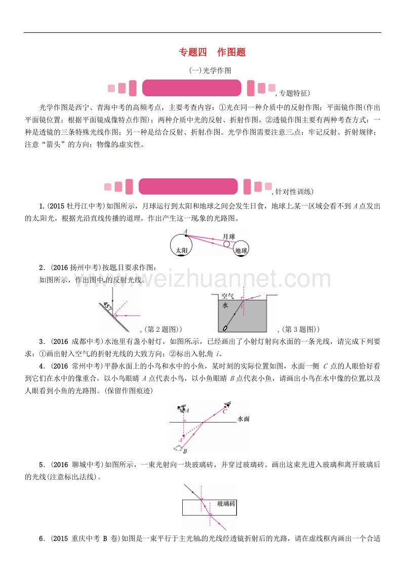 【青海专版】2017年度中考物理命题研究第二编重点题型专题突破篇专题四作图题一光学作图试题.doc_第1页