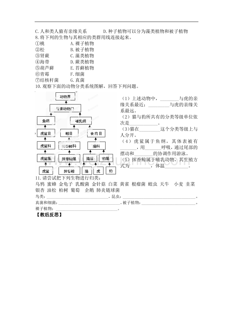 江苏省灌云县沂北中学苏教版八年级生物上册5-14-4《生物的分类》导学案.doc_第2页